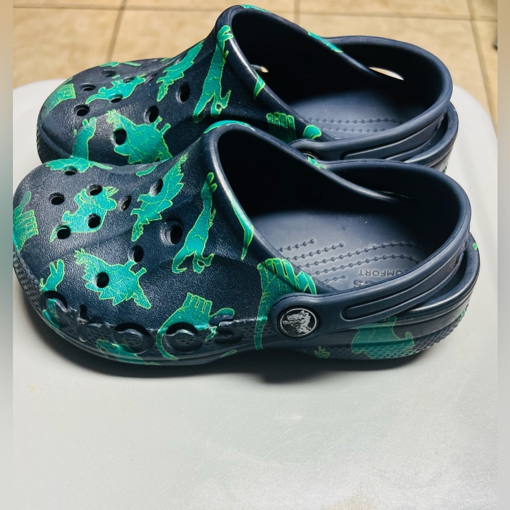 Small boys size 12 used Crocs. Shoes show normal signs of wear.Plenty life left.